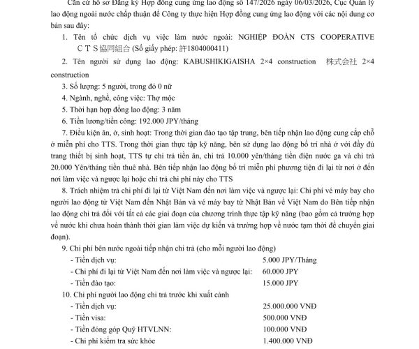 Hợp đồng cung ứng lao động NĐ CTS Cooperative – BV2160